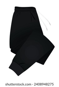 Black  tracksuit bottom folded. vector