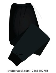 Black tracksuit bottom folded. vector