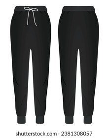 Black tracksuit bottom. vector illustration