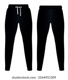 Black  tracksuit bottom. vector illustration