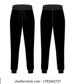 Black Tracksuit Pants Vector Templatefront Back Stock Vector (Royalty ...