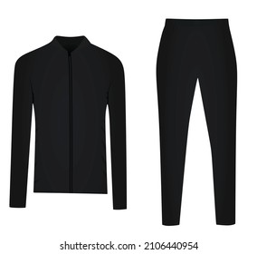 Black tracksuit. top and bottom. vector