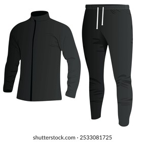 Schwarzer Tracksuit. oben und unten. Vektor