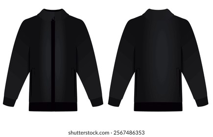 Black tracksuit top. vector illustration
