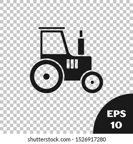 Black Tractor icon isolated on transparent background.  Vector Illustration