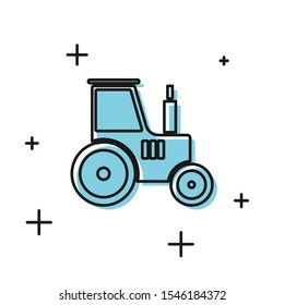 Black Tractor icon isolated on white background.  Vector Illustration