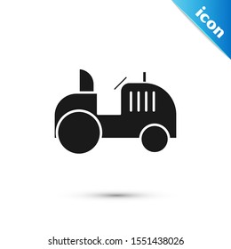 Black Tractor icon isolated on white background.  Vector Illustration