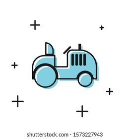 Black Tractor icon isolated on white background.  Vector Illustration
