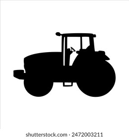 Silueta de tractor negro aislado sobre fondo blanco. Diseño de Ilustración vectorial de iconos de tractor.