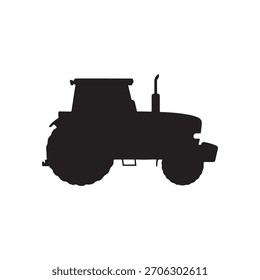 Black Tractor silhouette vector flat illustration design on white background
