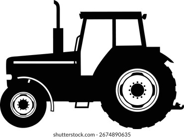 A black tractor silhouette vector illustration