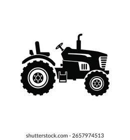 A black tractor with wheels icon vector