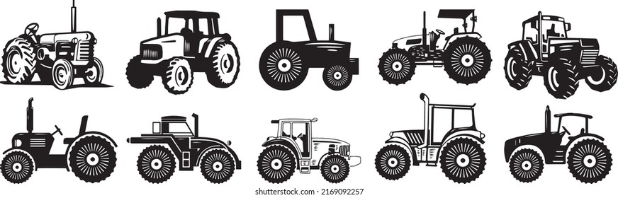black tractors agricultural vector bundle