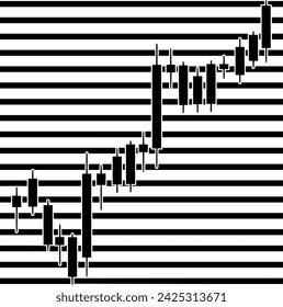 black trade silhouette or flat chart illustration of line logo stripes for stock with growth icon and graph shape business as finance to financial