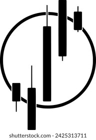 silueta de comercio negro o gráfico plano de líneas de franjas de logotipo para acciones con icono de crecimiento y forma de gráfico de negocios como finanzas a finanzas