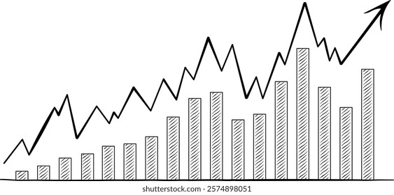 black trading chart or indicator arrow going up without background