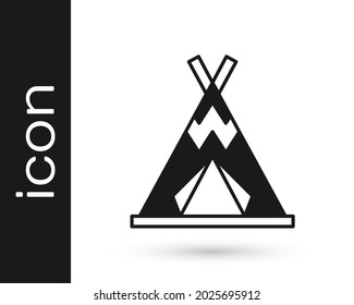 Black Traditional indian teepee or wigwam icon isolated on white background. Indian tent.  Vector