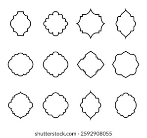 Black traditional Islamic window shape architecture frames collection