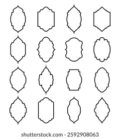 Black traditional Islamic window shape architecture frames collection