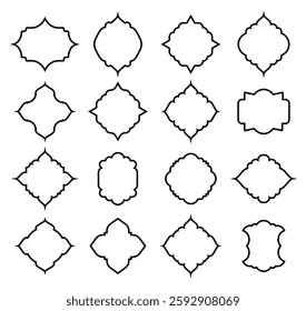 Black traditional Islamic window shape architecture frames collection