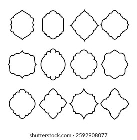 Black traditional Islamic window shape architecture frames collection