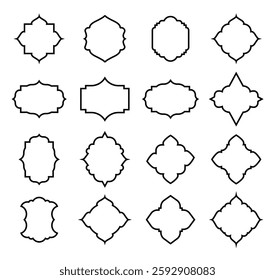 Black traditional Islamic window shape architecture frames collection