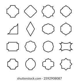 Black traditional Islamic window shape architecture frames collection