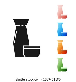 Black Traditional Japanese tea ceremony icon isolated on white background. Teapot with cup. Set icons colorful. Vector Illustration