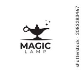 Black Traditional magic lamp vector logo design