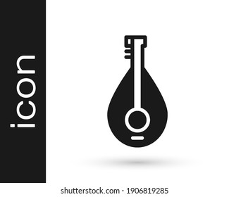 Black Traditional musical instrument mandolin icon isolated on white background.  Vector