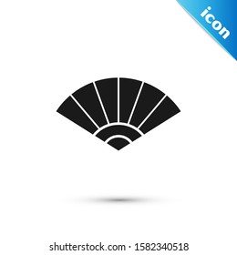 Black Traditional paper chinese or japanese folding fan icon isolated on white background.  Vector Illustration