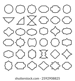Black traditional window shape outline border Muslim architecture frames design