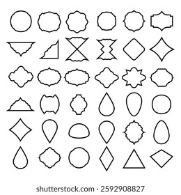 Black traditional window shape outline border Muslim architecture frames design
