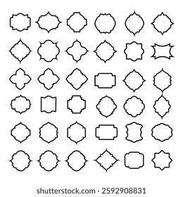 Black traditional window shape outline border Muslim architecture frames design