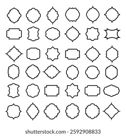 Black traditional window shape outline border Muslim architecture frames design