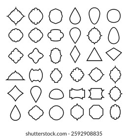 Black traditional window shape outline border Muslim architecture frames design