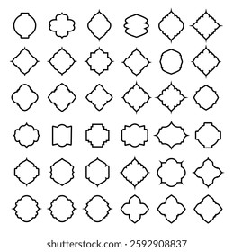 Black traditional window shape outline border Muslim architecture frames design