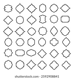 Black traditional window shape outline border Muslim architecture frames design