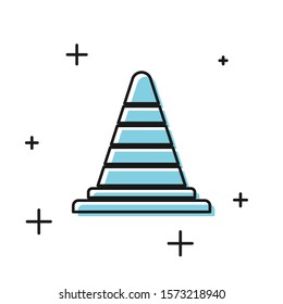 Black Traffic cone icon isolated on white background.  Vector Illustration