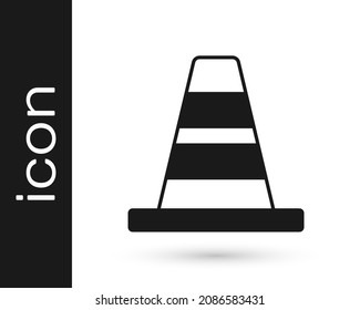 Black Traffic cone icon isolated on white background.  Vector