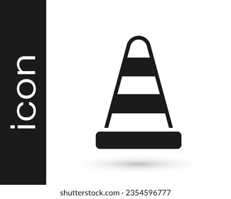 Black Traffic cone icon isolated on white background.  Vector