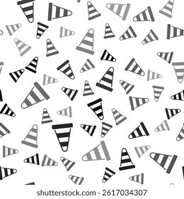Black Traffic cone icon isolated seamless pattern on white background.  Vector