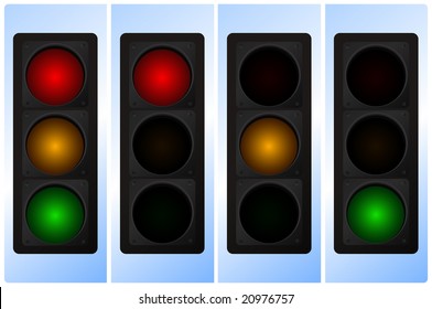 Black traffic light in four versions