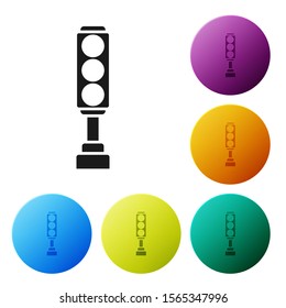 Black Traffic light icon isolated on white background. Set icons colorful circle buttons. Vector Illustration