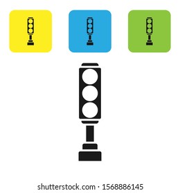 Black Traffic light icon isolated on white background. Set icons colorful square buttons. Vector Illustration