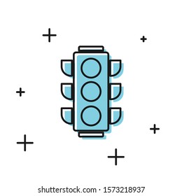 Black Traffic light icon isolated on white background.  Vector Illustration