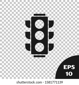Black Traffic light icon isolated on transparent background.  Vector Illustration