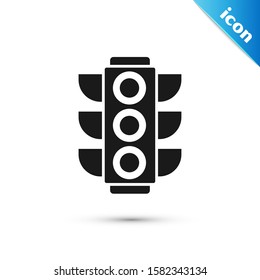 Black Traffic light icon isolated on white background.  Vector Illustration