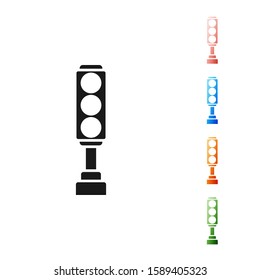 Black Traffic light icon isolated on white background. Set icons colorful. Vector Illustration
