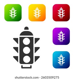 Black Traffic light icon isolated on white background. Set icons in color square buttons. Vector